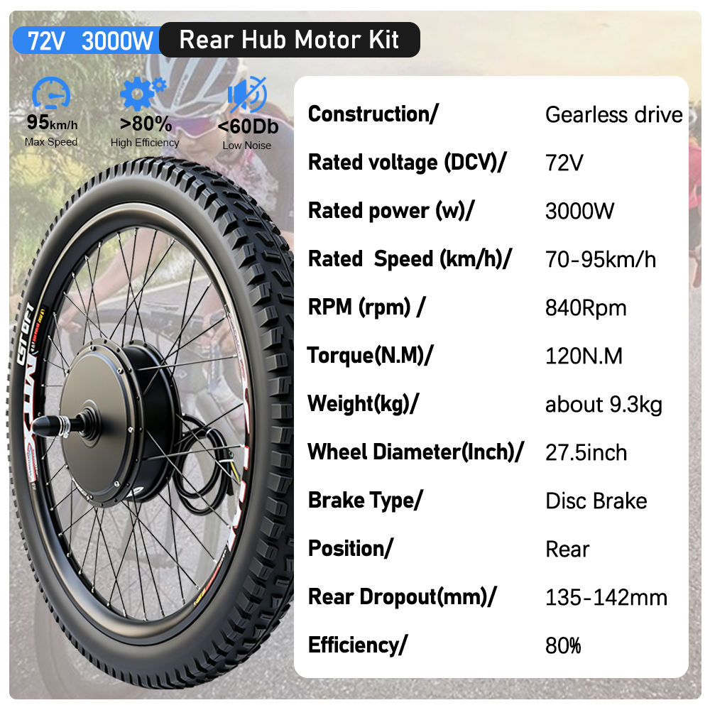 Kit di Conversione per Bicicle - 72V 5000W Hub Motor Kit recensione e prezzo